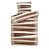 ABOUT YOUR HOME EST 2020 Hochwertige Biber Bettwäsche Baumwolle Streifen 155x220 80x80