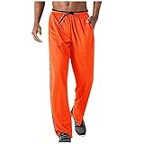 Wanderhose für Herren, Größe 46, schwarze Jogginghose, einfarbige Wanderhose, elastischer Bund, Sporthose, strapazierfähige Golfhose, Freizeithose, Outdoor-Angelhose, Orange, M