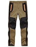 YSENTO Herren Wanderhose Outdoorhose Wasserdicht Softshellhose Winddicht Warm Gefüttert Skihose Snowboardhose Winter Trekkinghose(Khaki,M)