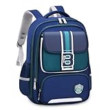 IvyH Schulrucksack Jungen 2-5 Klasse, 20 Liter Ergonomischer Kinder Rucksack für Grundschule, Wasserdicht Schulranzen Kinder Schultasche für Junge, 8-12 Jahre, Marineblau Grün