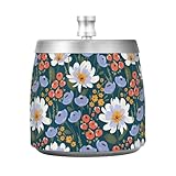 Floral Meadow Edelstahl Outdoor Aschenbecher mit Deckel für Zuhause Indoor Auto Büro rauchfreier Windaschenbecher mit Abdeckung für Zigarettenraucher