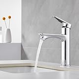 ZHUGE Wasserhahn Bad, Waschbecken Armaturen, Waschtischarmatur mit Einhebelmischer, Kratzfest Leicht Zu Reinigen Wasserhahn mit 2 Schläuche, Chrom