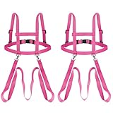Gaethra Pferdeleine zum Spielen für Kinder ab 3 Jahren, 2 Stück Pferdegeschirr für Kinder zum Spielen, Größenverstellbare Pferdeleine Kinders für Skifahren, Rollenspiele, Outdoor (Rosa)