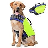 Pawaboo Schwimmweste Hund, Einstellbare Hundeschwimmweste mit Starkem Auftrieb und Langlebigem Rettungsgriff Reflektierend Rettungswesten für Hunde Schwimmen Surfen Bootfahren, XL, Helles Gelb