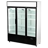 ROMUX® Glastürkühlschrank 900 Liter 3 Tür Belüftet mit Umluftsystem | Professioneller Getränkekühlschrank mit Glastür & LED | Flaschenkühlschrank