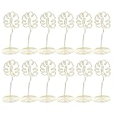 Cabilock 12 Stück Metall Visitenkartenhalter Blattform Tischnummernhalter Schreibtisch Organizer Wiederverwendbar für Büro Restaurant Geburtstag