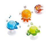 Hape Saugnapf Rasselset | Drei Tiere mit Beißringelementen, Schildkröte, Krake und Wal | Lern-Spielzeug ab 0 Monaten