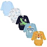 TupTam Jungen Baby Body Langarm Unifarben 5er Pack, Farbe: Farbenmix 9, Größe: 80