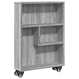 QJBSAVVA Bücherschrank Küchenschrank Wohnzimmer Möbel Aktenregal für Ordner - Aufbewahrungswagen Schmal Grau Sonoma 48x13x68 cm Holzwerkstoff für Abstellraum Büro Küche Balkon