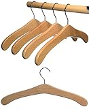 Hagspiel' Kleiderbügel aus Holz 5 St. Garderobenbügel aus Buchenholz, Made in Austria (Natur lackiert)