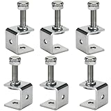 6 Stück C-Zwingen Kit, C Klemme Edelstahl Schraubklemme Heavy Duty C-Clamp Fixierzange Tischklammern Einstellbar Klemmbereich ist 0-25mm für Holzbearbeitung, Schweißen und Tischlerei