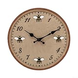 HEIBTENY 30,5 cm Außenwanduhr IP44 Wasserdicht mit großen, gut lesbaren Zahlen und dekorativem Bienenmuster für Garten Terrasse Badezimmer Pool oder Küche (Stil 2)