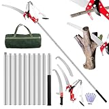 Astsäge mit Teleskopstiel, 14ft m Höhenverstellbar 2,24m-8,24m Klinge aus Kohlenstoffstahl mit Tragetasche und 2 Sägeblätter Manual Pole Saw für Astungsarbeiten und Baumpflege