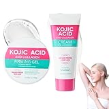 Kojic Acid Creme Set, Pigmentflecken Entferner Gesicht & Underarm Cream, Dark Spot Remover mit Kollagen & Niacinamid, 300g Gel + 50ml Achselcreme, Straffende für Achselhöhle, Hals, Ellbogen & Knie