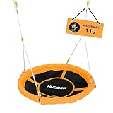 HUDORA Nestschaukel 110 - orangefarbene Schaukel für bis zu 100kg - Hängeschaukel mit 110cm Durchmesser für drinnen & draußen - Höhenverstellbare Familienschaukel für Kinder & Erwachsene