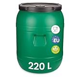 Garronda 220 Liter Deckelfass Weithalsfass aus HDPE Regenfass für Garten Fass Regenwassertonne Futtertonne Universalfass Wasserfass Regentonne Lebensmittelfass Wassertank GD-0078, Grün