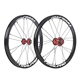 Faltbares BMX-Rad Mit 14/16-Zoll-Vorder- Und Hinterrädern, V-Bremse, 412/305-Ritzel, 9-Zahn-Lagernaben, Singlespeed (Schwarz-Rot, Zoll)(14inch)