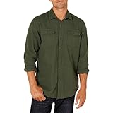 Amazon Essentials Herren Flanellhemd mit 2 Taschen und Langen Ärmeln in normaler Passform, Olivenheide, XL