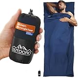 Outdoro Hüttenschlafsack - nur 210 g aus neuartiger Microlight-Mikrofaser - Ultra-Leichter Reise-Schlafsack - klein, dünn und kompakt - Inlett, Travel-Sheet