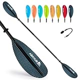 Abahub 230cm Kajak Paddel Aluminium Doppelpaddel mit Paddelleine für Kajakfahren Ruderboot Kanusport Aluminiumlegierungs Schaft Kunststoff Klingen Wabe Schwarz