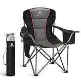 LET'S CAMP Campingstuhl Klappstuhl Faltbar Übergroßer Angelstuhl mit Getränkehaltern Kühltasche Faltstuhl Outdoorstuhl bis 200kg