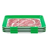 CUMELLIIR Frischhaltetablett 4er Set, Wiederverwendbares Einmachtablett Stapelbar, Aufschnittboxen Für Kühlschrank, Wurst Aufbewahrung, Konservierungsschale Für Lebensmittel, Grün