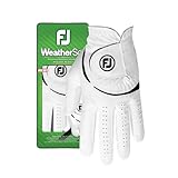FootJoy WeatherSof Damen-Golfhandschuh, Weiß, Größe M/L, auf der linken Hand getragen
