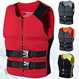 Verstellbare Neopren-Rettungsweste, geeignet for Erwachsene und Kinder, for Kajakfahren, Surfen und for Wassersport im Freien(Black Red,XL)