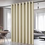 Deconovo Blickdicht Raumteiler Vorhang mit Ösen Gardinen Wohnzimmer Verdunklungsvorhänge Thermogardine Verdunkelung Vorhänge Schlafzimmer Kälteschutz, 260x254 cm(HöhexBreite), Beige, 1 Stück