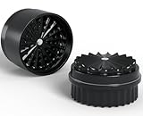 Zahnlose Kräutermühle Ø 63 mm | Nano-Keramik beschichtet für haftfreies Mahlen | 5-teilig mit eingebautem Aufbewahrungsbehälter im Deckel (Black)