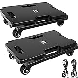 Ronlap 2er Transportroller Möbelroller Tragkraft bis 400 kg Rollbrett Umzugshelfer Erweiterbar, mit 4 elastischen Seilen, Schwarz