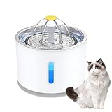 YPDOPORA Katzentrinkbrunnen Aus Edelstahl, 2,4 L/81 Oz Haustier-Trinkbrunnen Mit LED-Licht Und Wasserstandsfenster, Ultraleiser Kleiner Hundetrinkbrunnen Für Katzen Und Hunde,Grau