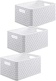 Rotho Country 3er-Set Aufbewahrungsbox 6l in Rattan-Optik, Kunststoff (PP) BPA-frei, weiss, 3 x A5/6l (28.0 x 18.5 x 12.6 cm), Nicht zutreffend