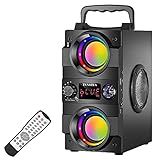 Bluetooth-Lautsprecher, 40 W (60 W Peak) Tragbare Bluetooth-Lautsprecher mit Beleuchtung Kabellose Stereo-Lautsprecher mit sattem Bass und doppeltem Subwoofer