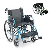 Mobiclinic®, Rollstuhl, Bolonia, Aluminium, Faltbar und leicht, Klappbare geteilte rückenlehne, Abnehmbare fußstütze, Armlehnen, Für erwachsene, Blau