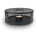 Creano schwarzes Stövchen aus Edelstahl mit Teelichthalter - Teewärmer - stabil klappert Nicht - Rechaud für sämtliche Teekannen geeignet