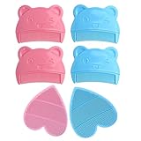 Baby-Shampoo-Bürsten-Set, 2 Massage-Shampoo-Bürsten + 4 Cartoon-Babykämme, Sanfte Kopfmassage, Blau/Pink, 6-tlg. für Neugeborene & Kleinkinder