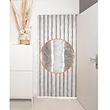 DEFACTO Flauschvorhang Türvorhang (90x200 cm) Chenille Fliegenschutz Insektenschutz Camping 100% Made In Italy - Vielseitig, Leicht Zu Reinigen, Effektiver Sicht- Und Hitzeblocker - (Grau-Weiß)