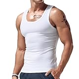Ahigh Unterhemd Herren, Tank Top Herren Unterhemden, Tanktops männer weiß, ärmellos Muskelshirtst Männer Sportunterhemden Feinripp für Fitnessstudio und Bodybuilding S