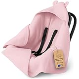 Musselin Einschlagdecke Babyschale Baby Decke 90x90 cm - Atmungsaktive Sommerdecke Blanket für Kinderwagen und Autositz für Neugeborenen und Kleinkinder Oeko-Tex Puderrosa