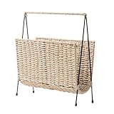 Fazvncv Handgewebter Zeitschriftenhalter Stehkorb Buchaufbewahrung Halter Zeitungsaufbewahrung Regal für Wohnzimmer, Kinderzimmer, Büro