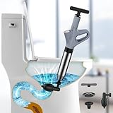 Mieaoll Toilet Plunger, Air Pressure Plunger for Bathroom Clogs, Toilet Snake and Auger Drain Blaster with Real-Time Gauge for Toilet, Floor Drain, Sink Pipe