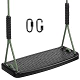 WWFFEN Schaukel Garten Outdoor, Kunststoff Rutschfeste Schaukel Sitz Set höhenverstellbar Seil 130cm-200cm mit Karabinern Schnalle Outdoor Spielplatz Garten Schaukel für Jugendliche/Erwachsene,schwarz