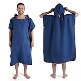 Badeponcho Damen& Herren,Poncho Handtuch,Mikrofaser-Surf Poncho, Badeponcho Handtuch, aus Mikrofaser auch als Umkleidehilfe Strand (Large)
