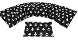 MARITIM ANKER Kirschkernkissen 2 er Set Langes 67 x 18 cm 7 Kammer + kleines Körnerkissen Wärmekissen XXL Schulterkissen Nackenkissen Mikrowelle + Backofen (Schwarz Anker, Traubenkerne)