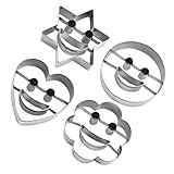 CRILSTYLEO 4 Teiliges Set Ausstechformen Für Feiertagskekse Schokoladenformen Stern Keksformen Für Schokolade Herz Keksformen Schokoladenkekse Runder Keksausstecher Edelstahl Silber