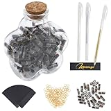 Prmape 101 Stück Brief Kapsel mit Wunschflasche & 3pcs Stifte, Schwarz Transparent Nachrichts Kapsel mit Gerollten Liebesbriefen, Lächeln Gesicht Capsule Nachricht für Familie/Freund/Freundin