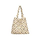 DOTBUY-SHOP Strandtasche, Große Korbtasche 2025 Perlentaschen Damen Sommer Leger Korbtaschen Damen, Handgewebte Sommertaschen für Sommerurlaub, Reisen & Urlaub (Edelsteine)