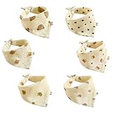 FZSECRIU Lätzchen Baby Muslin, Dreieckstuch Baby 6 Stück, Halstuch Baby, Spucktücher Musselin, Mulltücher für Zahnen und Sabbern