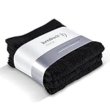 herzbach home Deep Black Kollektion | Set: 3X Seiftücher 30x30 cm | 100% Baumwolle | Weich und Saugstark | Farbe: Schwarz